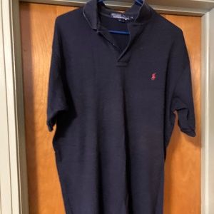 Vintage Polo by Ralph Lauren Men's Short Sleeved Navy Blue Polo Medium Size M